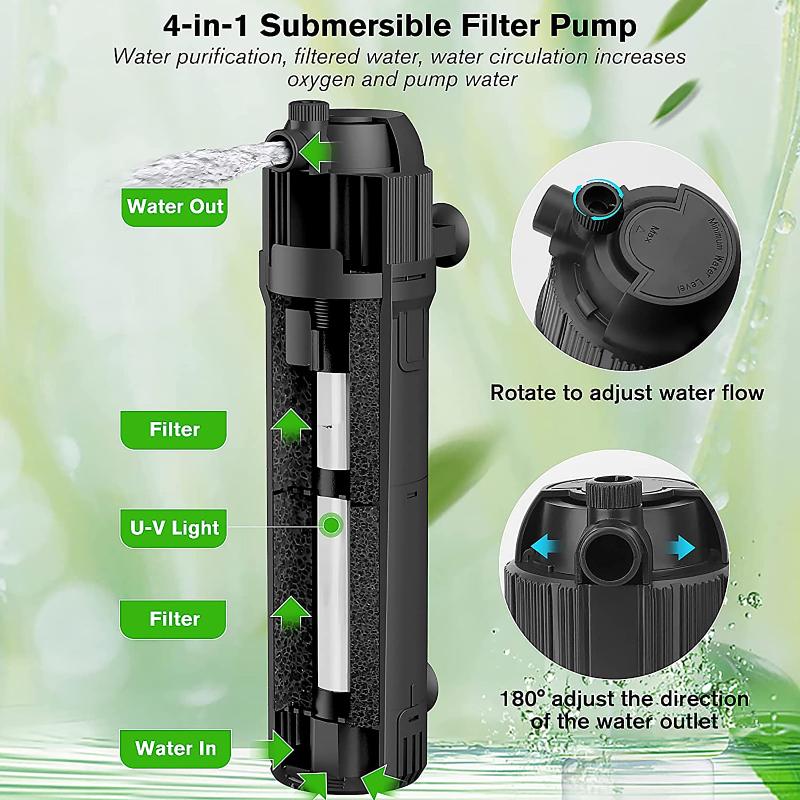 Hygger Aquarium Internal UV Filter with Timer, HG032