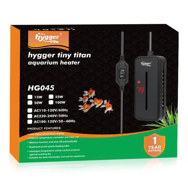 Hygger Aquarium Tiny Titan Water Heater, HG045 - 100W