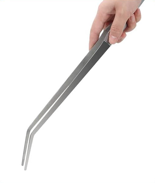 15″ Stainless Steel Aquarium Tweezers — Curved Tip