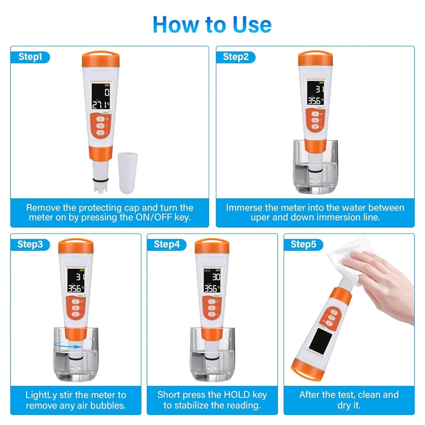Hygger 5-in-1 Digital Water Tester HG239