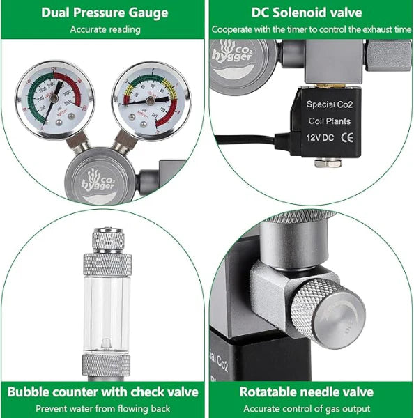 Hygger Co2 Regulator Dual Gauge HC003
